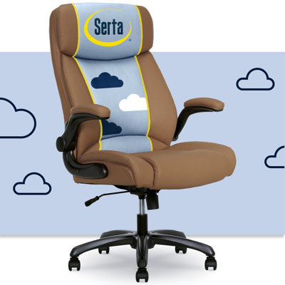 Serta® Torrington Big & Tall Office Chair, with Flip-Up Padded Armrests, Ultra-Comfortable ComfortCoils™ Seat Cushion Technology, Modern Executive Premium PU Desk Chair