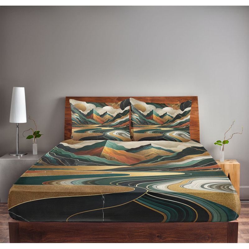 Ensemble de draps et taies décoratives Ambesonne-sd1073, Ensemble de draps pour grand lit avec 2 taies d'or