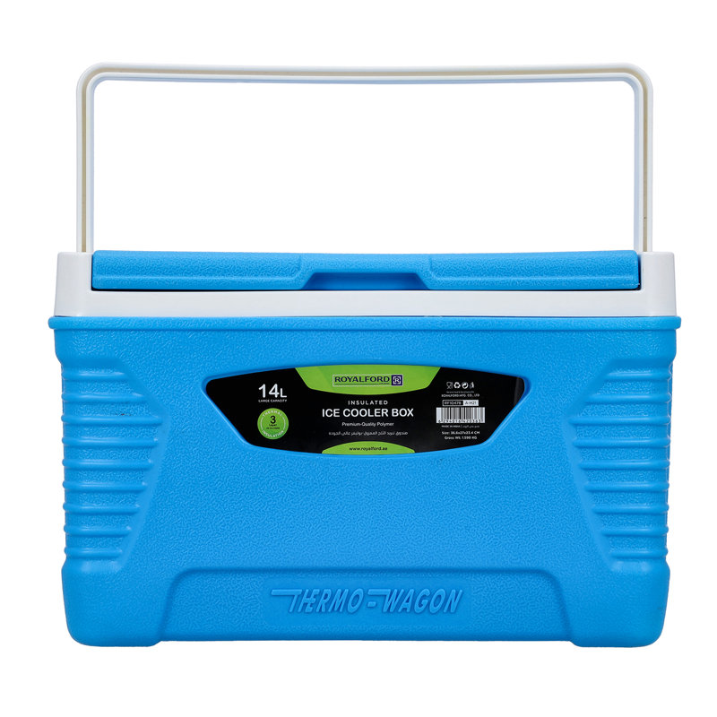 Royalford 14L Insulated Cooler Box - Hot/Cold Freezer Box with Integrated Lock Lid, Blue