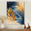 Feuilles de palmier dorées et bleues dans la jungle II - Plantes, salon d'art mural