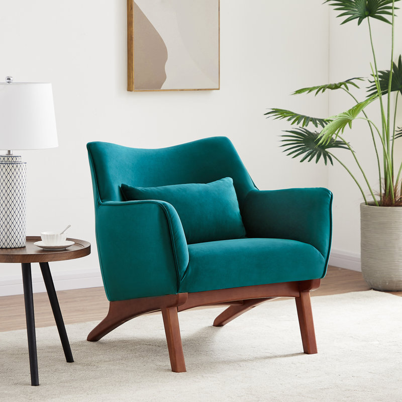 Fauteuil Elderon, Velours bleu sarcelle