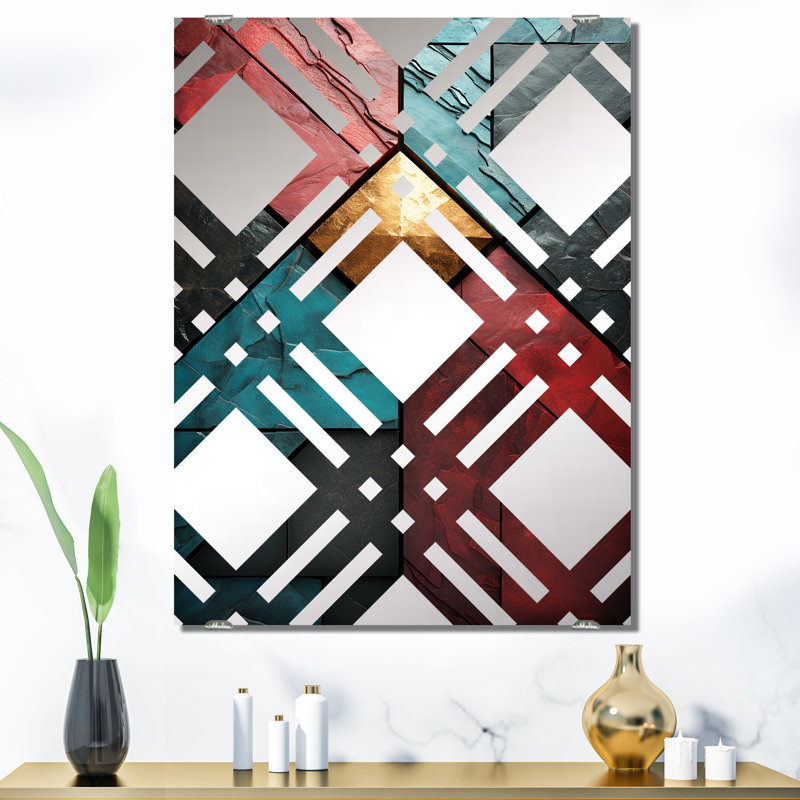 Sil - Miroir mural décoratif à carreaux abstraits MIR137409, 40 po x 30 po