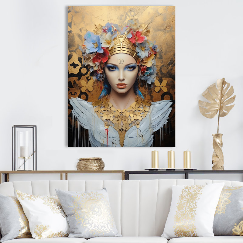 Portrait de femme à la mode - art mural glam, Toile tendue, H 32 po x l 16 po x P 1 po