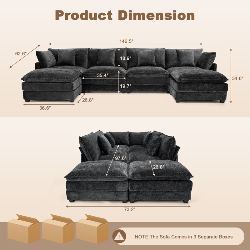 Canapé modulaire Modern, Velours noir