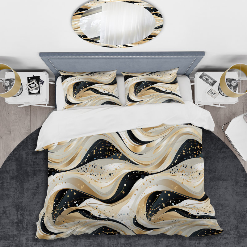 Ensemble de housse de couette Silviane, Housse de couette pour grand lit et 2 taies décor