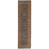 Hand-Knotted High-Quality Blue and Gold Runner