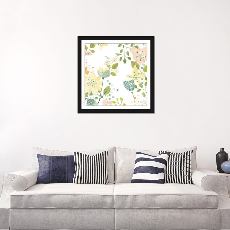 «Garden Galore IV», impression sur toile, H 16 po x l 16 po x P 1 po, Papier beaux-arts encadré noir, Blanc