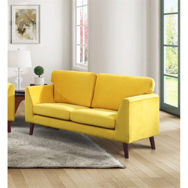 Canapé rembourré Annaus, H 35 po x l 58 po x P 32 po, Jaune