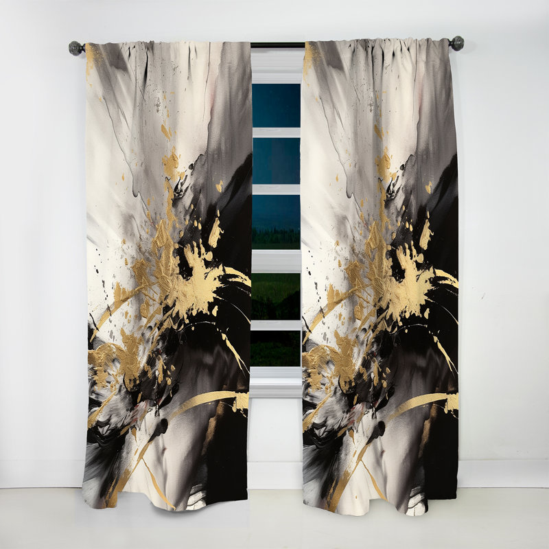 Or et gris Flusion Fusion II - rideau en velours moderne - obscurcissant - 1 panneau, L 52 po x L 63 po