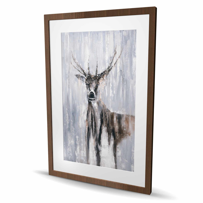 Winter Winter Deer - Reproduction encadrée mat pour la décoration intérieure