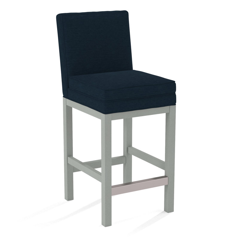 Upholstered Stool, Basic Blue; 0317-63, Nickel Finish