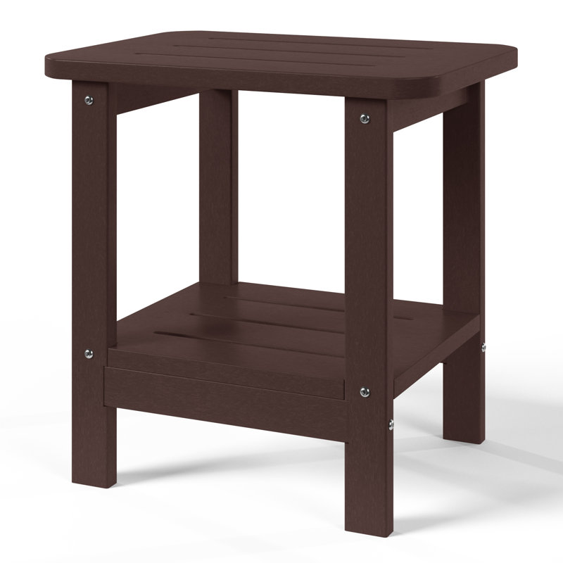Brighton Outdoor Poly Two Shelf Side Table, Dark Brown
