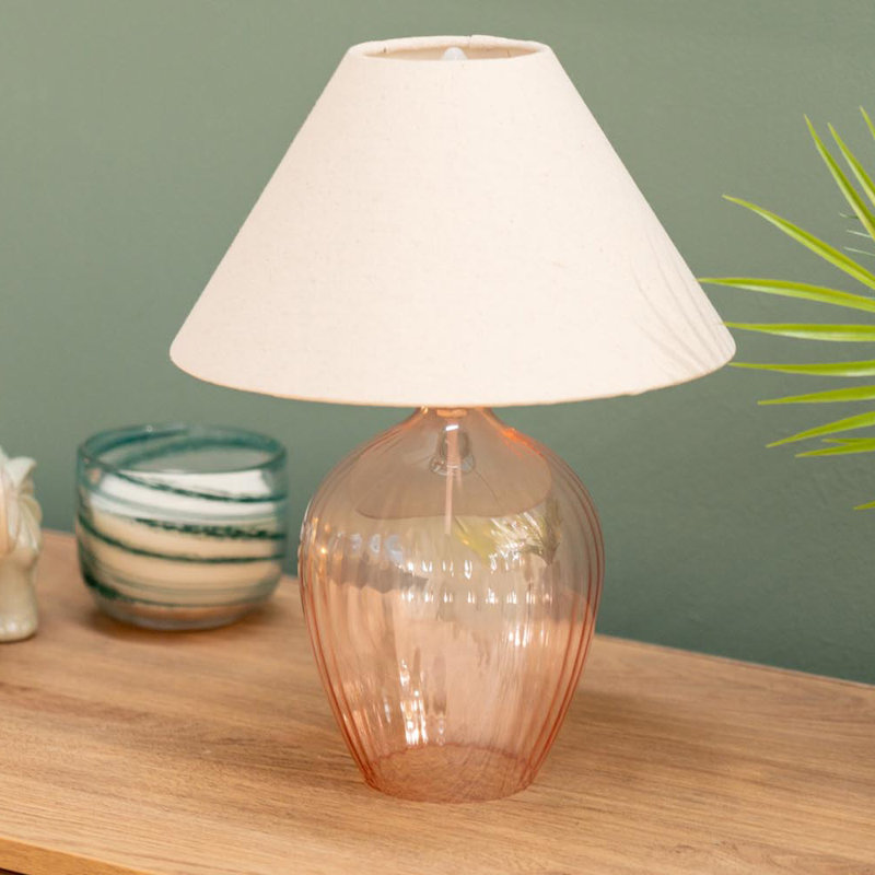 Matheu Glass Table Lamp, Pink