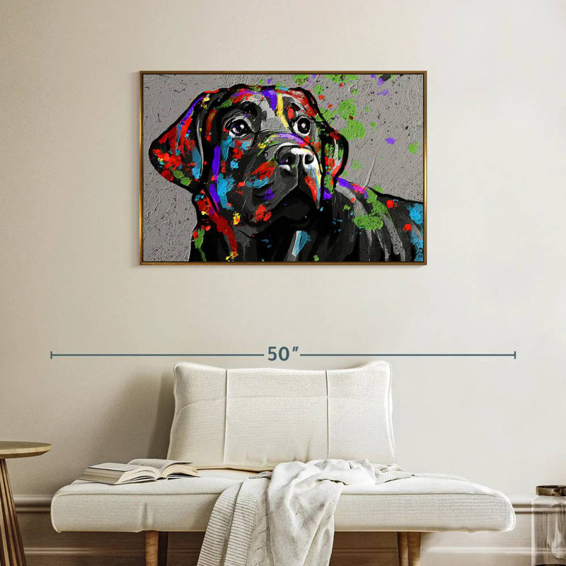 Labrador, 37 po x 25 po, Cadre flottant doré