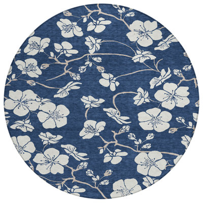 Ensa Navy Washable Indoor-Outdoor Rug - 