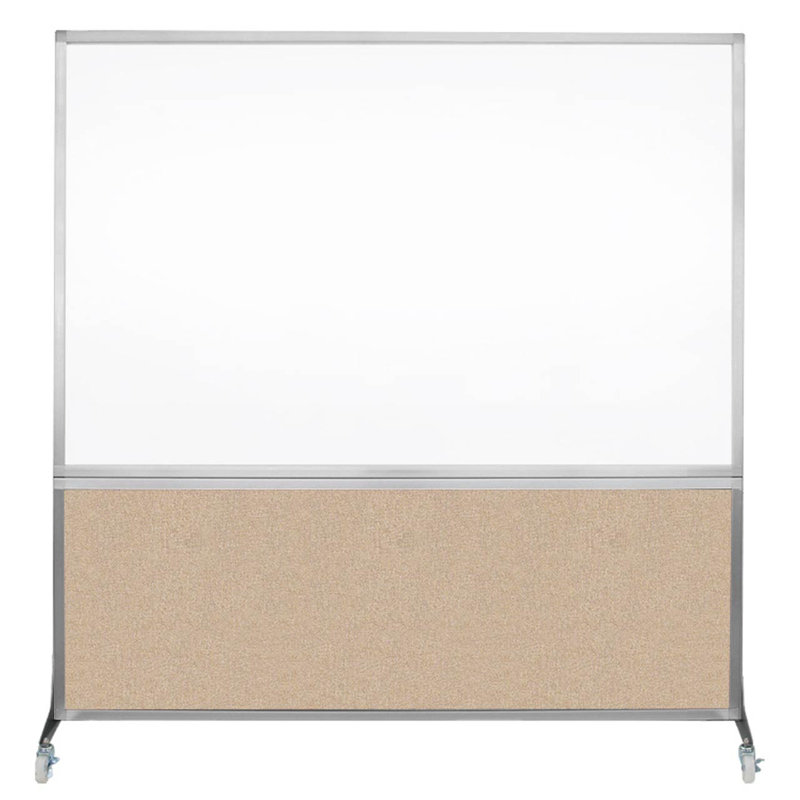 Tableau blanc mobile 6 'de haut DivideWrite, Beige, H 72 po x l 72 po, Argent