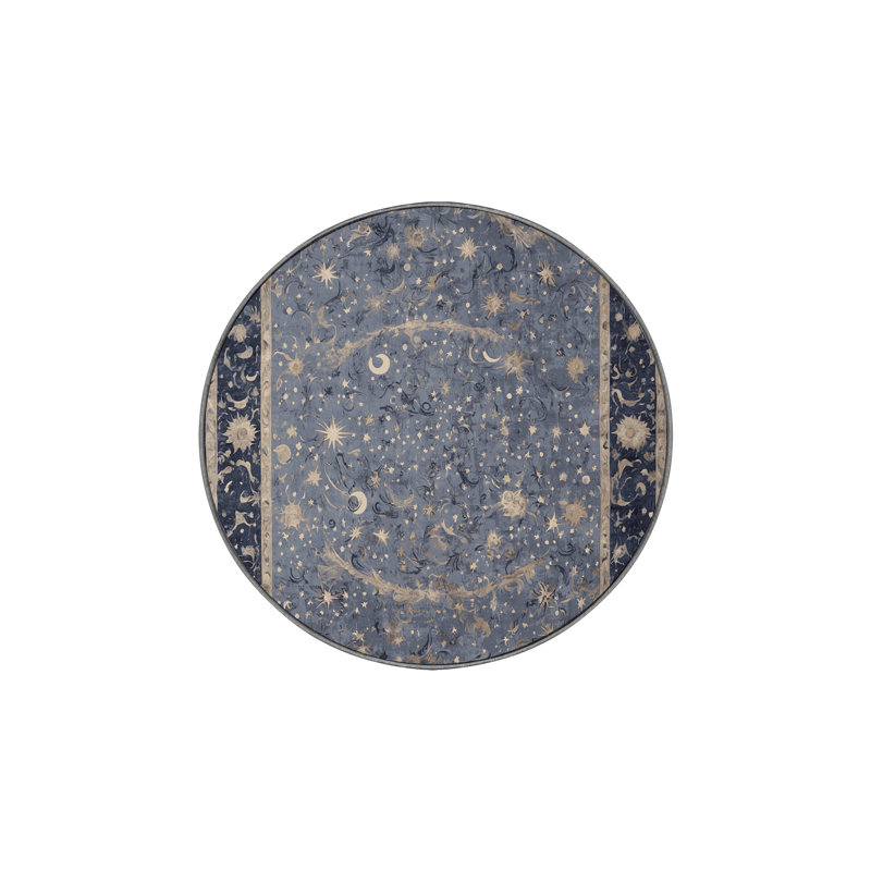 Machine Washable Gray Area Rug, Round 5'