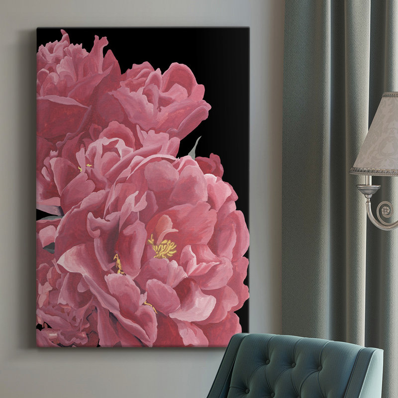 Pe pivoines de mon cœur I - peinture sur toile tendue, H 60 po x l 40 po x P 1,5 po
