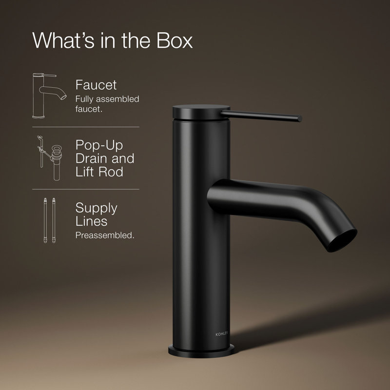 Components Single-Handle Bathroom Sink Faucet, Matte Black