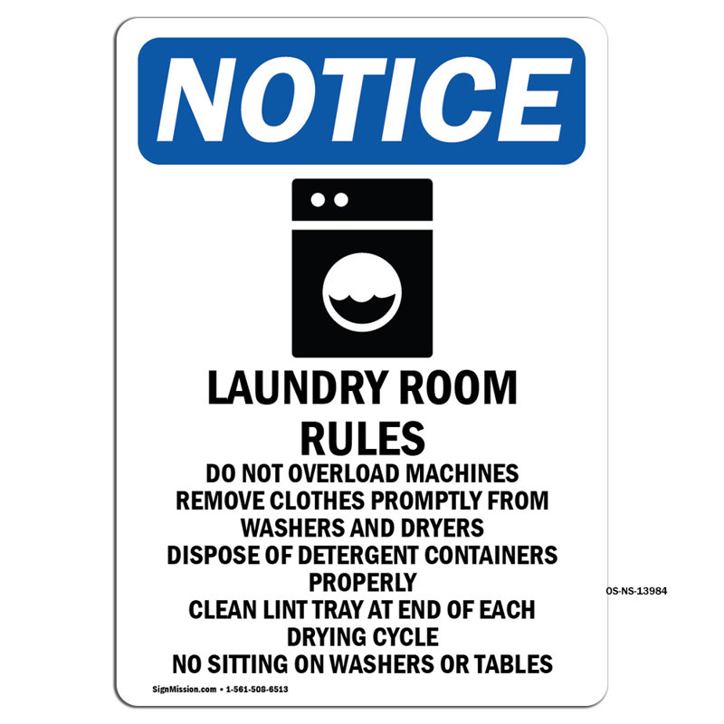 Laundry Room Rules Sign