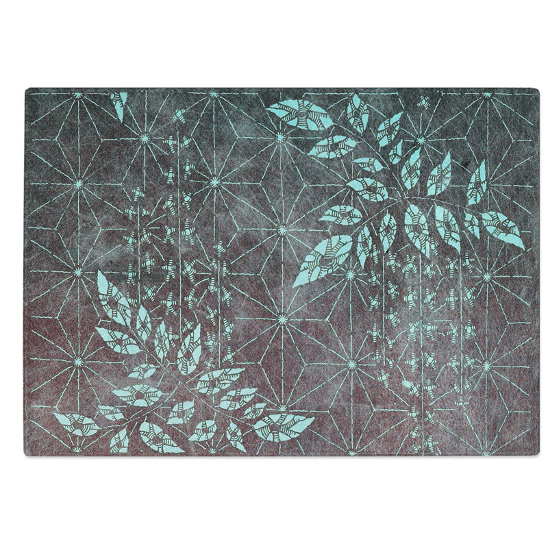 Glass Japanese Geometric Leaf Design Chopping Board, 28.5 cm W x 20 cm L