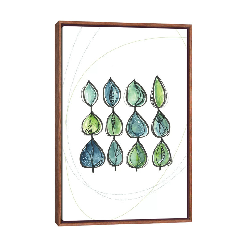 Water Water Leaves - impression d'art graphique, H 40 po x l 26 po x P 1,5 po, Toile avec cadre brun, Pas de tapis