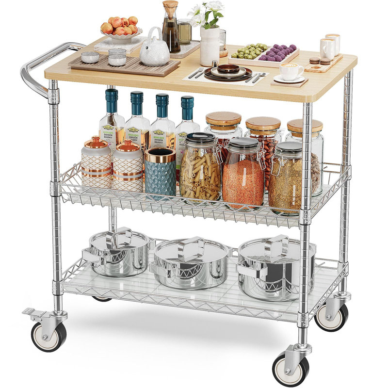 Chariots de cuisine roulants avec roues, Chrome