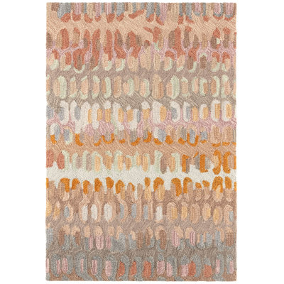 Paint Chip Hand Hooked Wool Abstract Area Rug in Stone