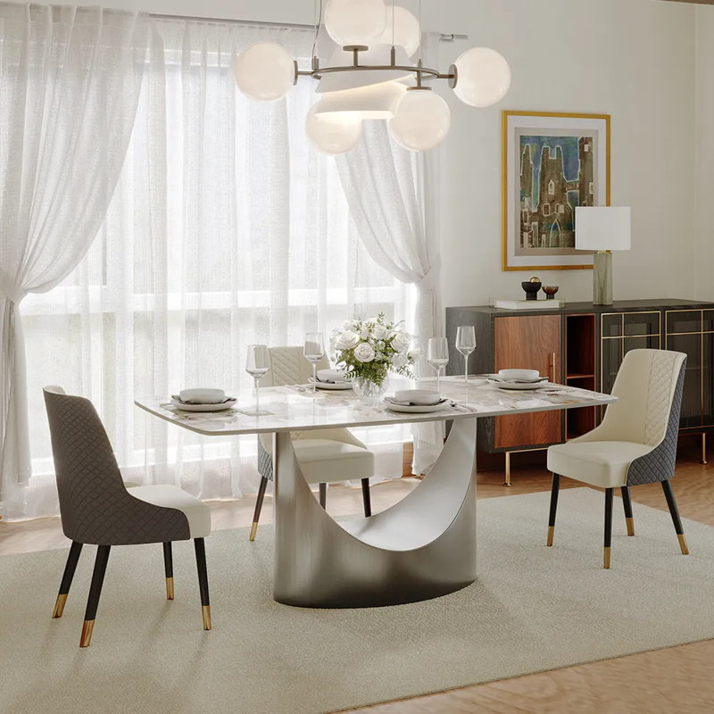 Table de salle à manger Modern, H 30 po x L 62 po x l 35 po, Pandora, Gris