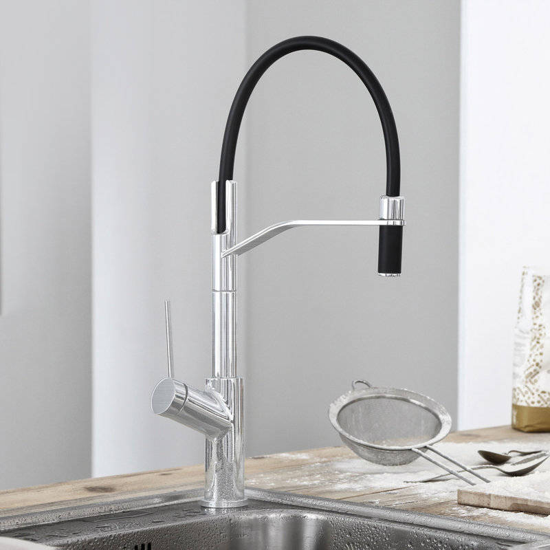 Robinet de cuisine à poignée simple Viva Pro, Nickel brossé