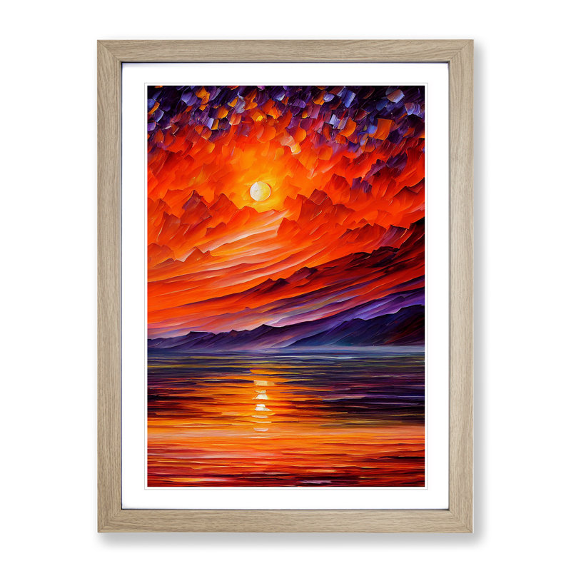 Ocean Sunset View No.4 - Framed Print, 64cm H x 46cm W x 2cm D, Oak