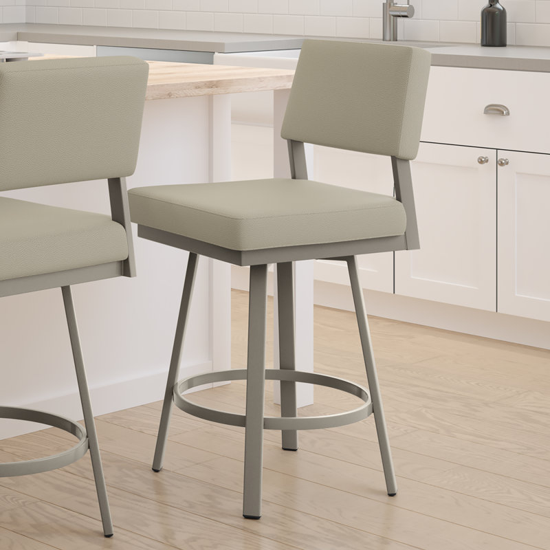 Amori Swivel Counter & Bar Stool, Gray, Greige, Counter Stool (26.13" Seat Height)