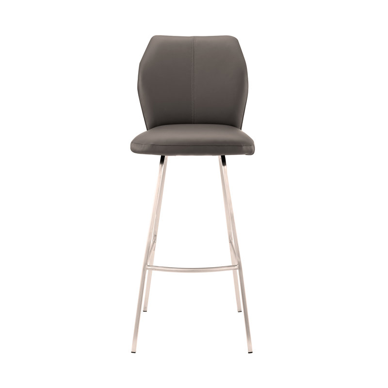 Tabouret de comptoir en simili cuir et acier inoxydable brossé Tandy, Gris