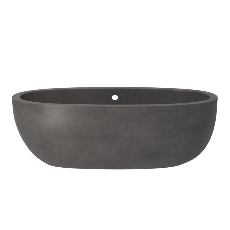 Avalon NativeStone Freestanding Soaking Cement Bathtub, Slate, 22" H x 36" W x 66" L