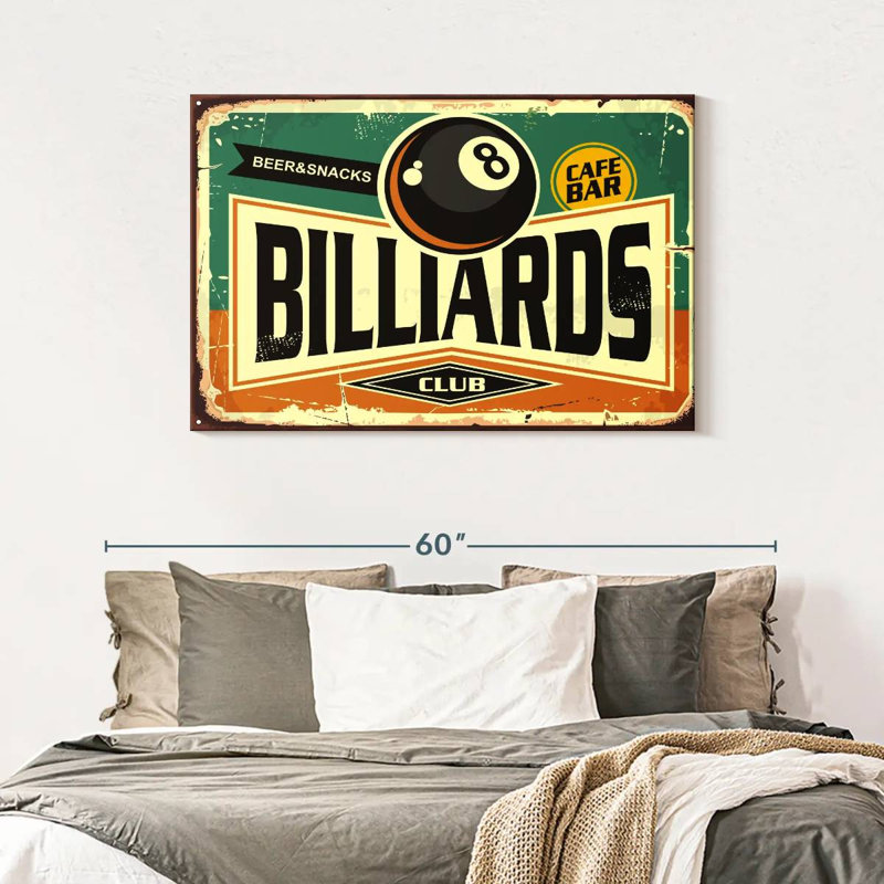 «Billiards Club», reproduction sur toile, H 30 po x l 45 po x P 1,25 po