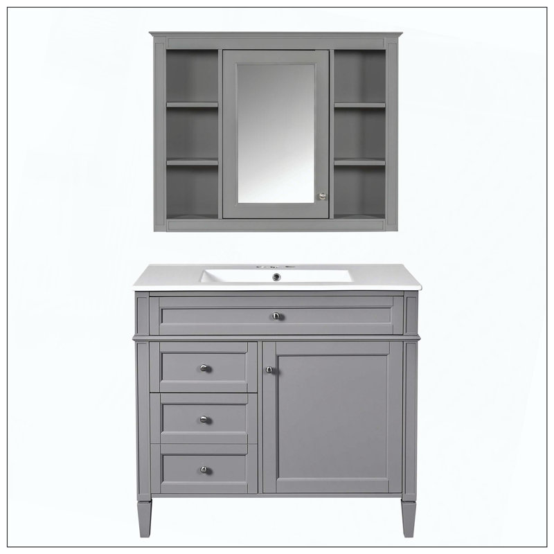 Armoire à pharmacie à fermeture douce 4 tiroirs Modern, Gris