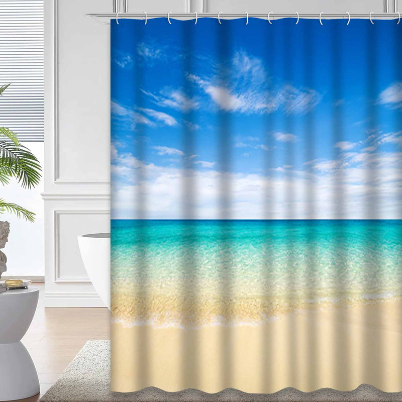 Belle plage, mer tropicale, beauté, nuage bleu, jour de côte, chaud avec 12 crochets, L 72 po x l 78 po