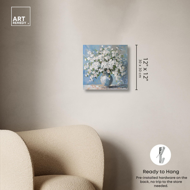 Vase ciel clair sur toile, H 12 po x l 12 po, Toile tendue