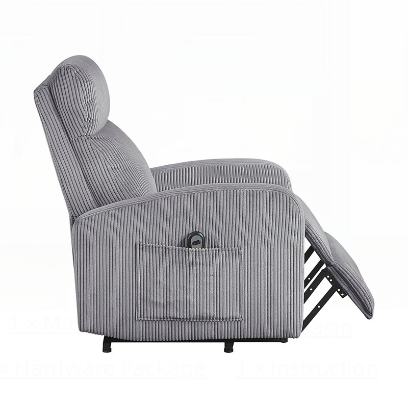 Contemporary Power Lift Chair Recliner with Plush Corduroy Upholstery, Comfort Side Pocket, and Plywood Frame for Living Room