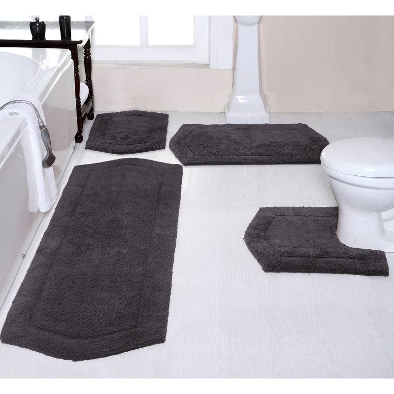 Ensemble de tapis pour salle de bain 4 pièces Morissette, gris