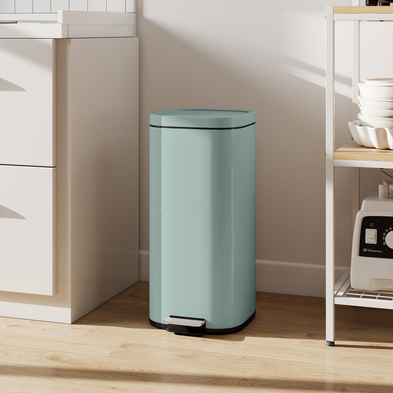 Metal, Plastic Step On Kitchen Trash Can - 30L, Green