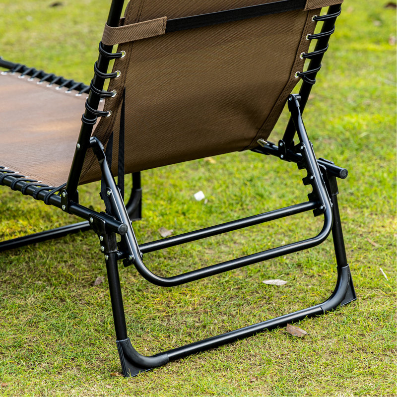 Chaise de jardin portable, chaise longue pliante avec Coussin amovible, brun pour le patio, utilisation récréative à la plage à l'extérieur. Lit de camping