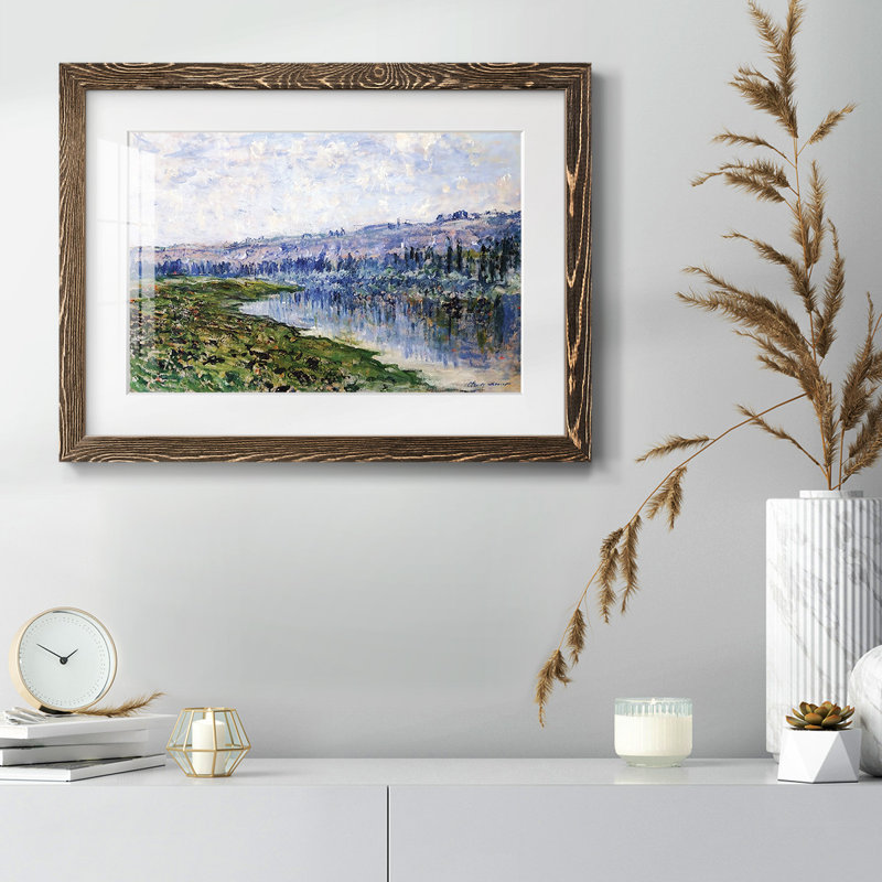 La seine et les monts Chaantèmesle, 1880, H 18 po x l 26 po x P 1,5 po, Noyer