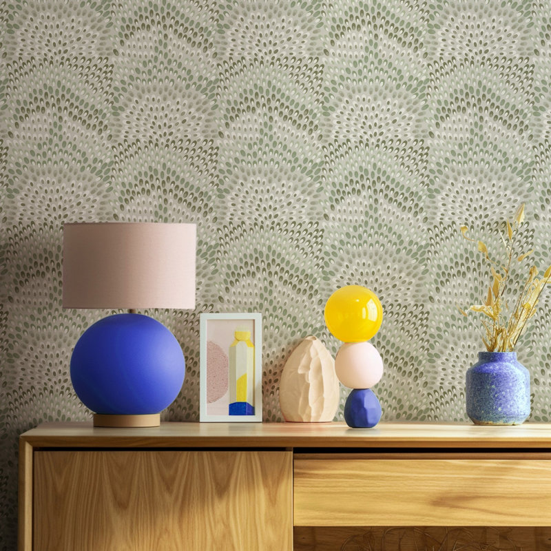 Jandaya Wallpaper, Green, Faux Grasscloth, Non-pasted