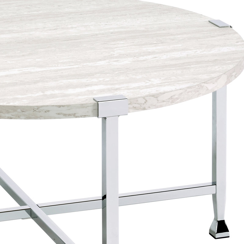 Chêne blanc et table basse ronde de style industriel