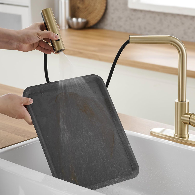 Kitchen Faucet with Pull Down Sprayer, Matte Gold