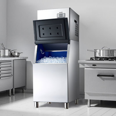 Machine à glaçons commerciale, machine à glaçons 400LBS / 24H avec bac de rangement en acier inoxydable 300LBS, machine à glaçons auto-nettoyante avec écran tactile pour bar, café, restaurant