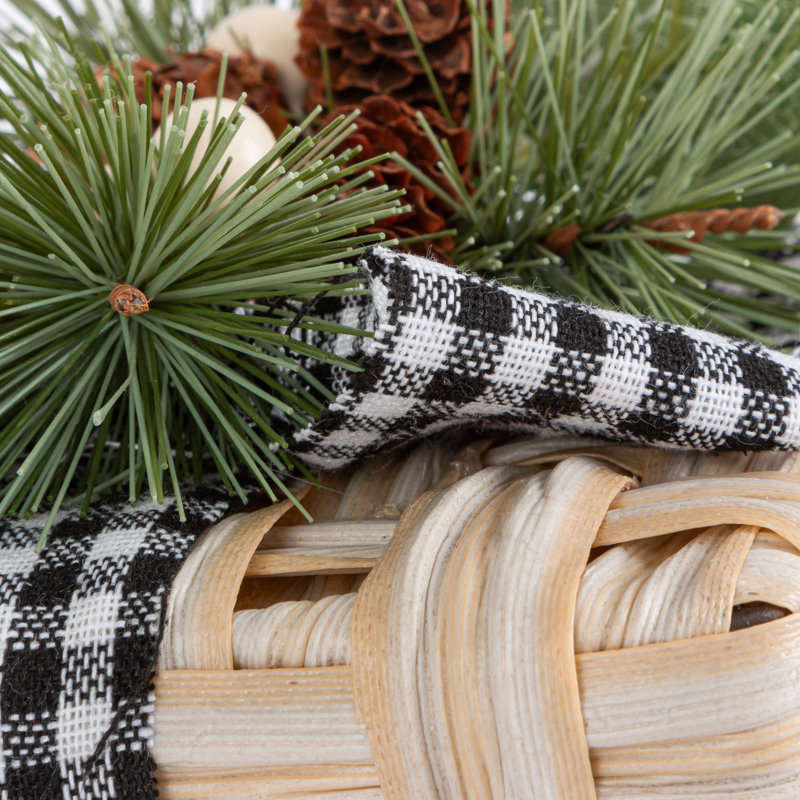 Woven Design Nested Box Décor With Pine Cones And Bow Set Of 3