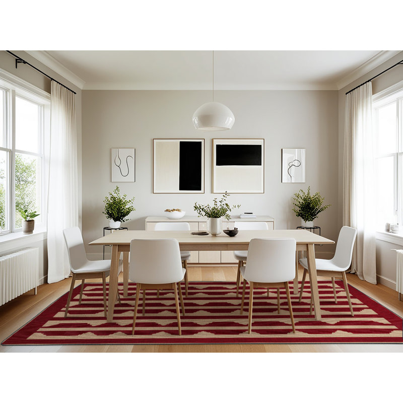 Machine Washable Trellis Red Area Rug, Rectangle 7' x 10'