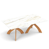 Entwine - Rectangular 48IN x 84IN Macchia Vecchia Stone Top Table - Natural Walnut Finish